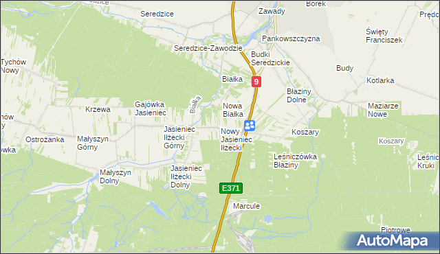 mapa Nowy Jasieniec Iłżecki, Nowy Jasieniec Iłżecki na mapie Targeo