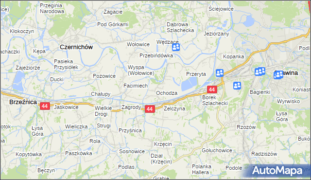 mapa Ochodza gmina Skawina, Ochodza gmina Skawina na mapie Targeo