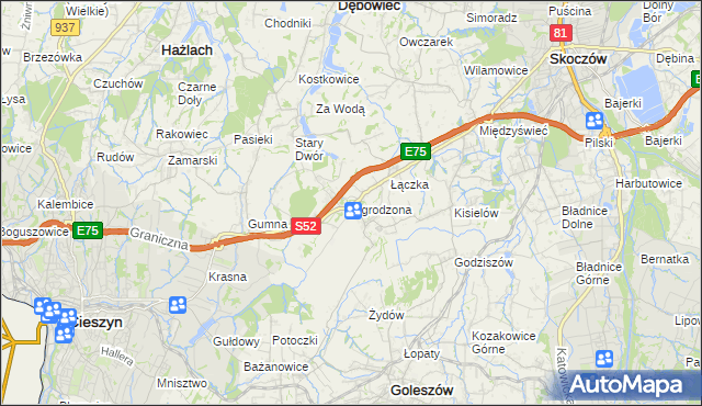 mapa Ogrodzona gmina Dębowiec, Ogrodzona gmina Dębowiec na mapie Targeo