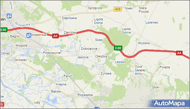mapa Oleszka, Oleszka na mapie Targeo