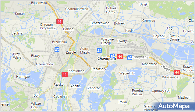 mapa Oświęcimia, Oświęcim na mapie Targeo