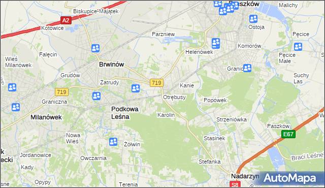 mapa Otrębusy, Otrębusy na mapie Targeo