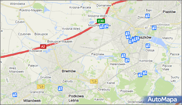 mapa Parzniew, Parzniew na mapie Targeo