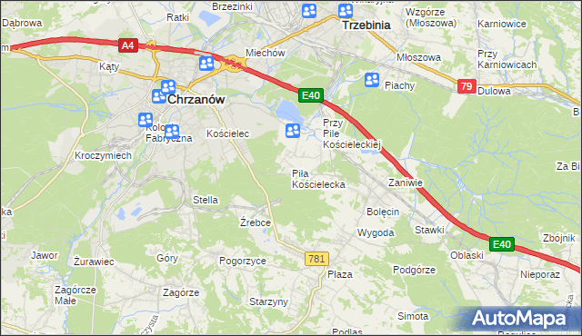 mapa Piła Kościelecka, Piła Kościelecka na mapie Targeo