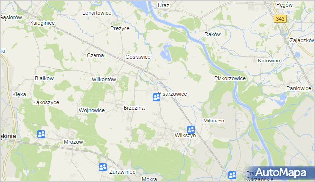 mapa Pisarzowice gmina Miękinia, Pisarzowice gmina Miękinia na mapie Targeo