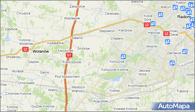 mapa Podkończyce, Podkończyce na mapie Targeo