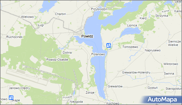 mapa Polanowo gmina Powidz, Polanowo gmina Powidz na mapie Targeo