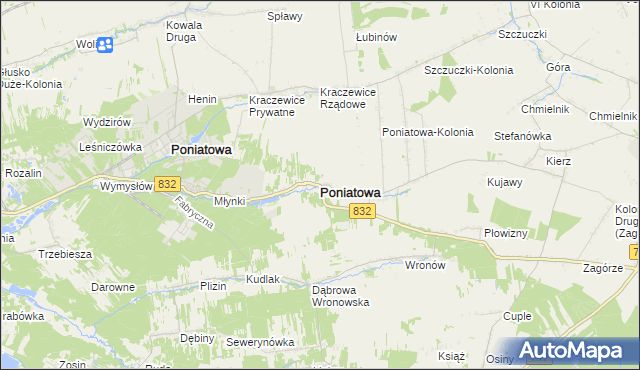 mapa Poniatowa powiat opolski, Poniatowa powiat opolski na mapie Targeo