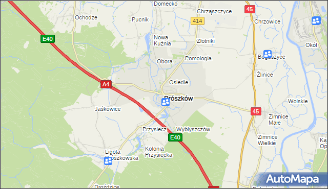 mapa Prószków, Prószków na mapie Targeo