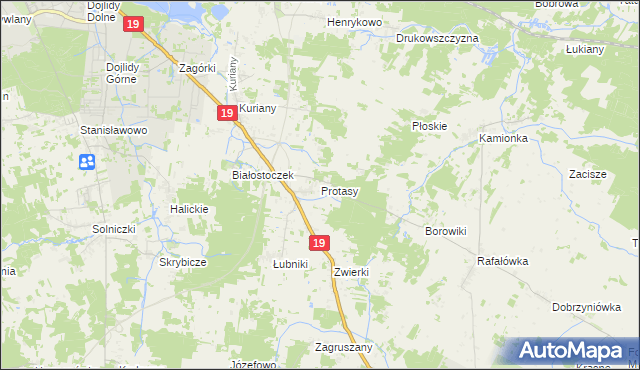 mapa Protasy, Protasy na mapie Targeo