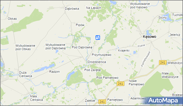 mapa Przymuszewo gmina Kęsowo, Przymuszewo gmina Kęsowo na mapie Targeo