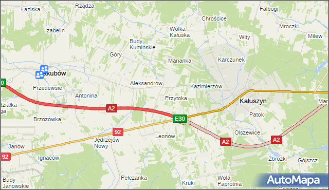 mapa Przytoka gmina Kałuszyn, Przytoka gmina Kałuszyn na mapie Targeo