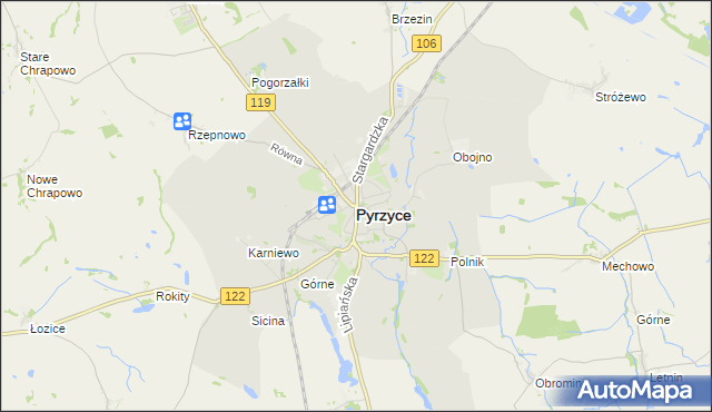 mapa Pyrzyce, Pyrzyce na mapie Targeo