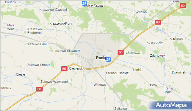 mapa Raciąż powiat płoński, Raciąż powiat płoński na mapie Targeo