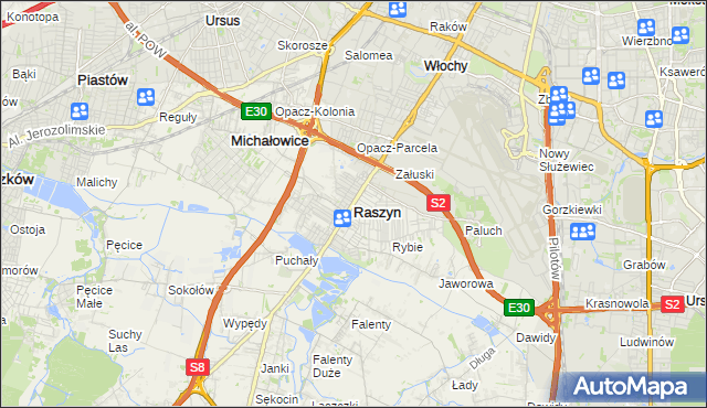 mapa Raszyn powiat pruszkowski, Raszyn powiat pruszkowski na mapie Targeo