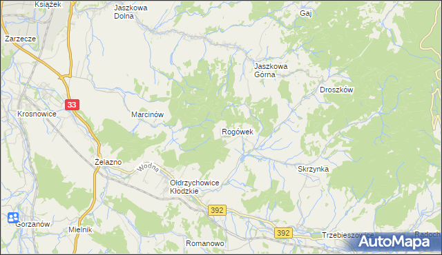 mapa Rogówek gmina Kłodzko, Rogówek gmina Kłodzko na mapie Targeo