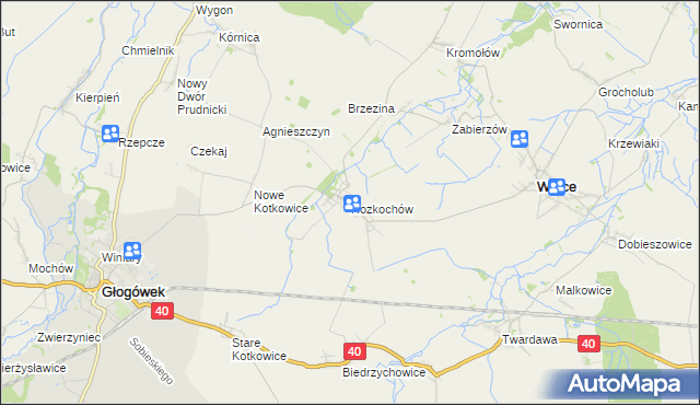 mapa Rozkochów gmina Walce, Rozkochów gmina Walce na mapie Targeo
