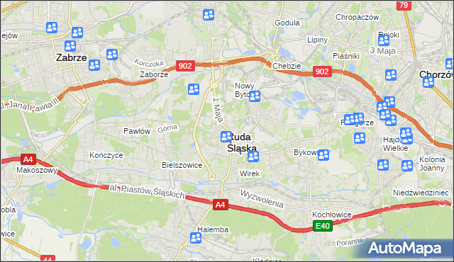 mapa Rudy Śląskiej, Ruda Śląska na mapie Targeo