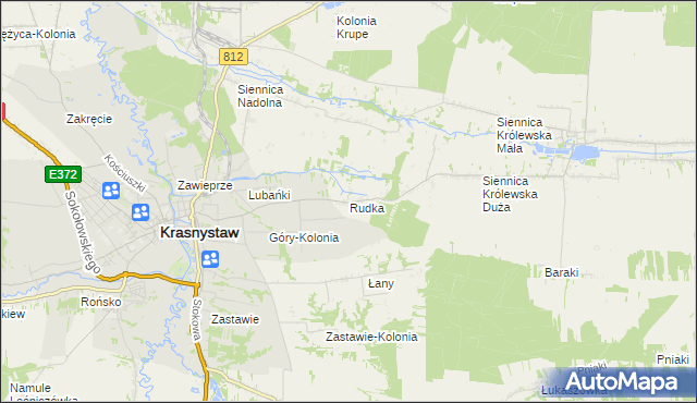 mapa Rudka gmina Siennica Różana, Rudka gmina Siennica Różana na mapie Targeo