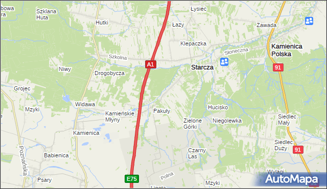 mapa Rudnik Mały gmina Starcza, Rudnik Mały gmina Starcza na mapie Targeo