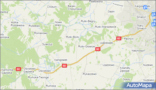 mapa Rutki-Głowice, Rutki-Głowice na mapie Targeo