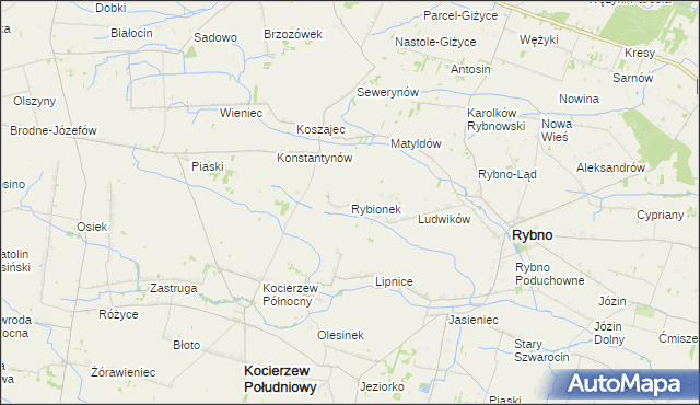 mapa Rybionek, Rybionek na mapie Targeo