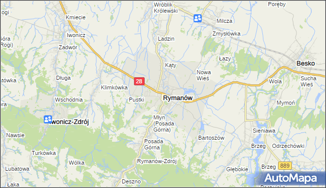 mapa Rymanów, Rymanów na mapie Targeo