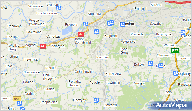mapa Rzozów, Rzozów na mapie Targeo