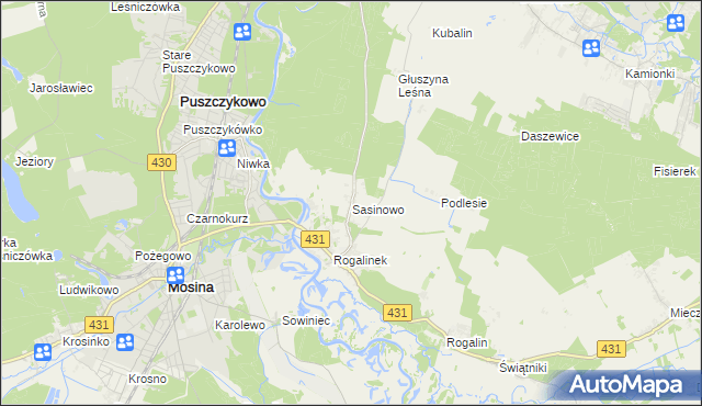 mapa Sasinowo, Sasinowo na mapie Targeo