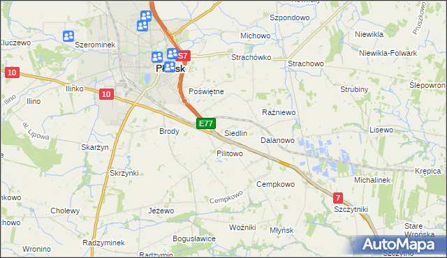 mapa Siedlin, Siedlin na mapie Targeo