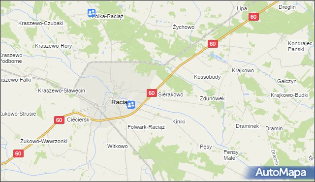 mapa Sierakowo gmina Raciąż, Sierakowo gmina Raciąż na mapie Targeo