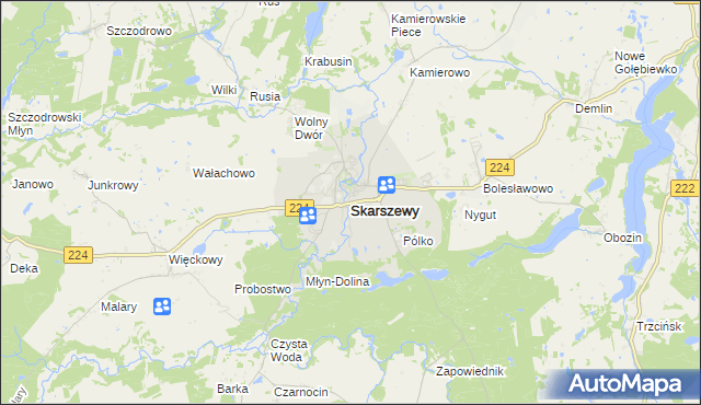 mapa Skarszewy powiat starogardzki, Skarszewy powiat starogardzki na mapie Targeo