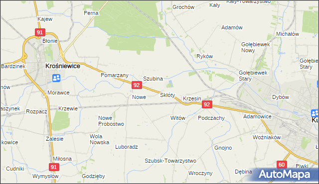 mapa Skłóty, Skłóty na mapie Targeo