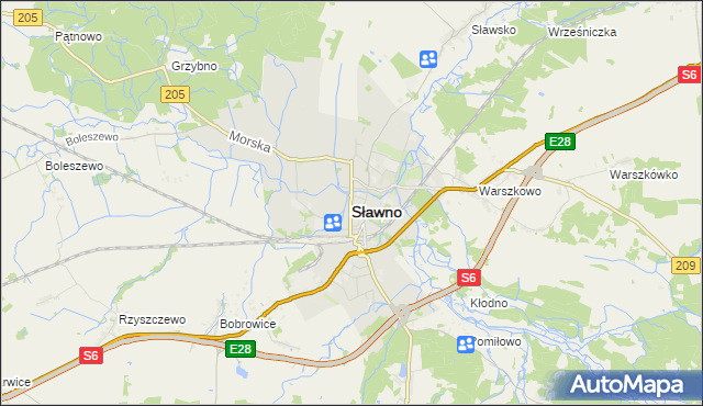 mapa Sławno, Sławno na mapie Targeo