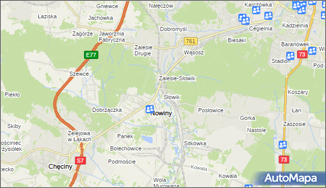 mapa Słowik gmina Sitkówka-Nowiny, Słowik gmina Sitkówka-Nowiny na mapie Targeo