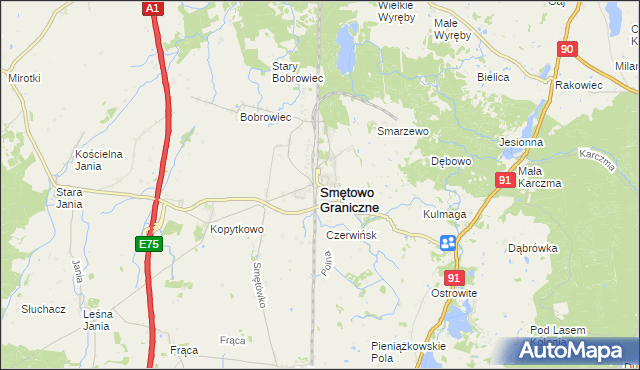 mapa Smętowo Graniczne, Smętowo Graniczne na mapie Targeo