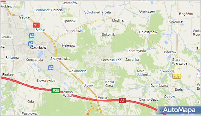 mapa Sokolniki-Las, Sokolniki-Las na mapie Targeo