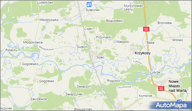 mapa Solec gmina Krzykosy, Solec gmina Krzykosy na mapie Targeo