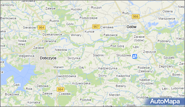 mapa Stadniki gmina Dobczyce, Stadniki gmina Dobczyce na mapie Targeo