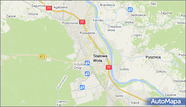 mapa Stalowa Wola, Stalowa Wola na mapie Targeo