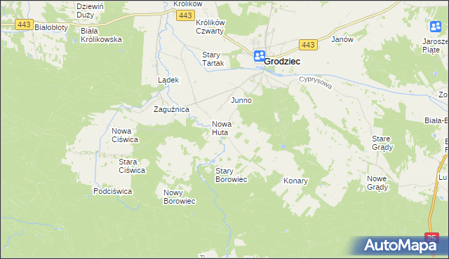 mapa Stara Huta gmina Grodziec, Stara Huta gmina Grodziec na mapie Targeo