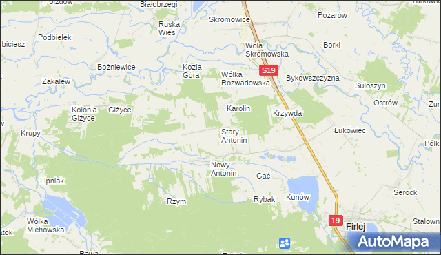 mapa Stary Antonin, Stary Antonin na mapie Targeo