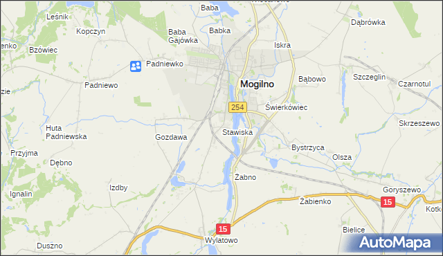 mapa Stawiska gmina Mogilno, Stawiska gmina Mogilno na mapie Targeo
