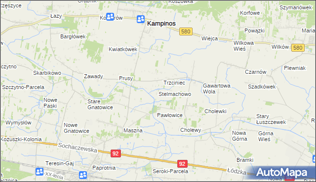 mapa Stelmachowo gmina Leszno, Stelmachowo gmina Leszno na mapie Targeo