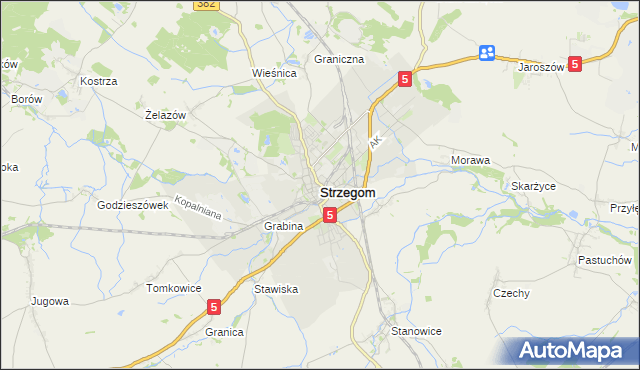 mapa Strzegom powiat świdnicki, Strzegom powiat świdnicki na mapie Targeo
