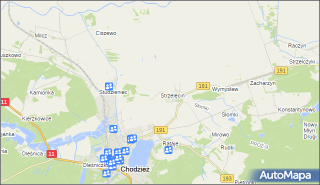 mapa Strzelęcin, Strzelęcin na mapie Targeo