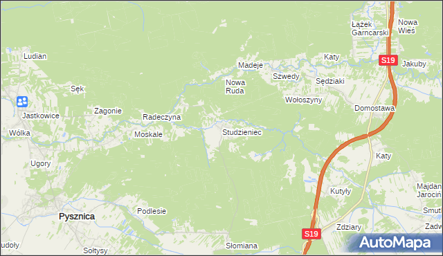 mapa Studzieniec gmina Pysznica, Studzieniec gmina Pysznica na mapie Targeo