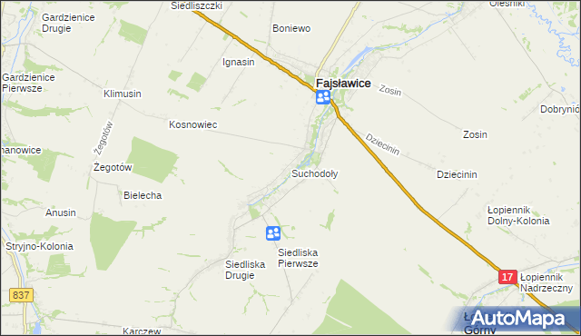 mapa Suchodoły gmina Fajsławice, Suchodoły gmina Fajsławice na mapie Targeo