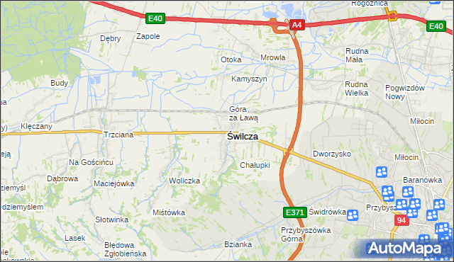 mapa Świlcza, Świlcza na mapie Targeo