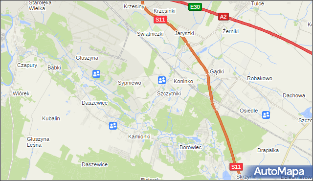 mapa Szczytniki gmina Kórnik, Szczytniki gmina Kórnik na mapie Targeo